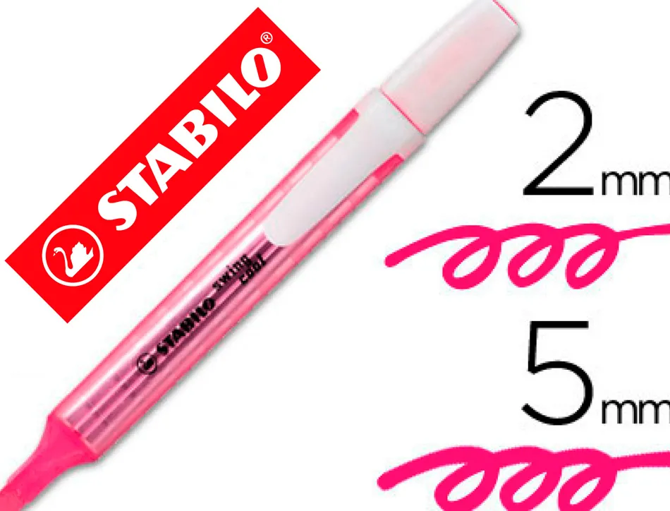 Surligneur stabilo swing cool modèle de poche avec agrafe tracé 1/3mm encre liquide pigmentée visible coloris rose