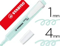 Surligneur stabilo swing cool pastel modèle de poche avec agrafe tracé 1/4mm coloris touche de turquoise