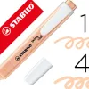 Surligneur stabilo swing cool pastel modèle de poche avec agrafe tracé 1/4mm coloris teint de pêche