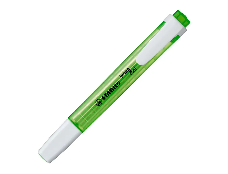 Surligneur stabilo swing cool modèle de poche avec agrafe tracé 1/3mm encre liquide pigmentée visible coloris vert