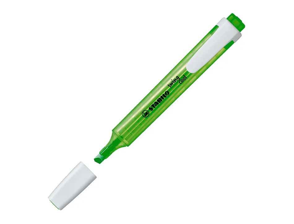 Surligneur stabilo swing cool modèle de poche avec agrafe tracé 1/3mm encre liquide pigmentée visible coloris vert