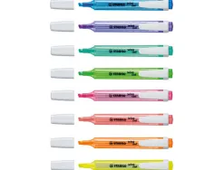 Surligneur stabilo swing cool modèle de poche avec agrafe tracé 1/3mm encre liquide pigmentée visible pochette 8 unités