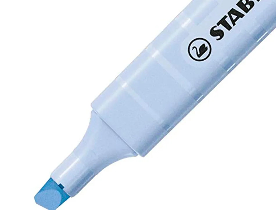 Surligneur stabilo swing cool pastel edition format stylo pointe biseautee trace 1/4mm clip coloris nuage de bleu
