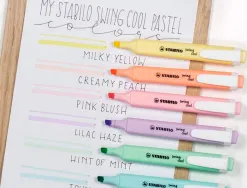 Surligneur stabilo swing cool pastel edition format stylo pointe biseautee trace 1/4mm clip coloris petale de rose