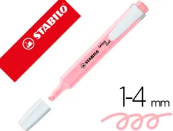 Surligneur stabilo swing cool pastel edition format stylo pointe biseautee trace 1/4mm clip coloris petale de rose