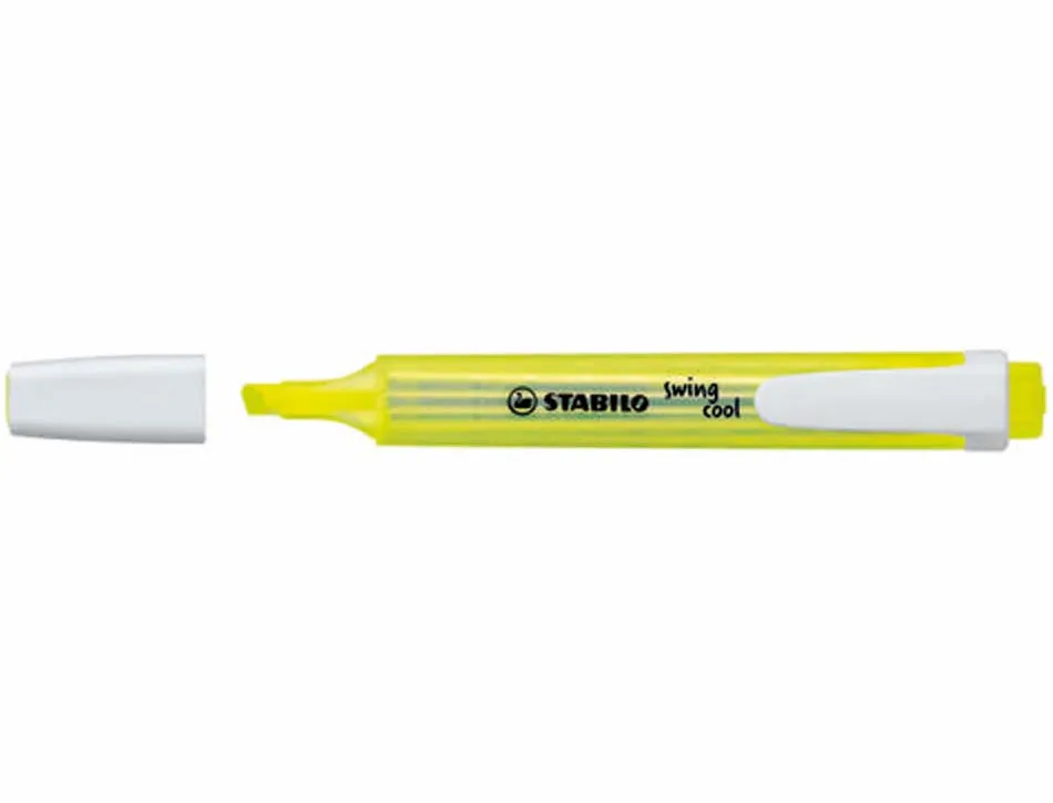Surligneur stabilo swing cool modèle de poche avec agrafe tracé 1/3mm encre liquide pigmentée visible pochette 6 unités