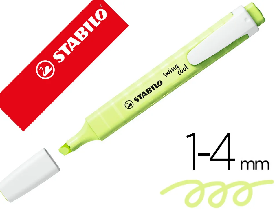 Surligneur stabilo swing cool pastel edition format stylo pointe biseautee trace 1/4mm clip coloris zeste de citron
