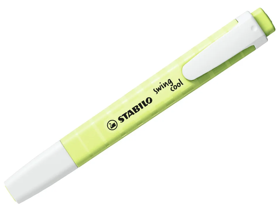 Surligneur stabilo swing cool pastel edition format stylo pointe biseautee trace 1/4mm clip coloris zeste de citron