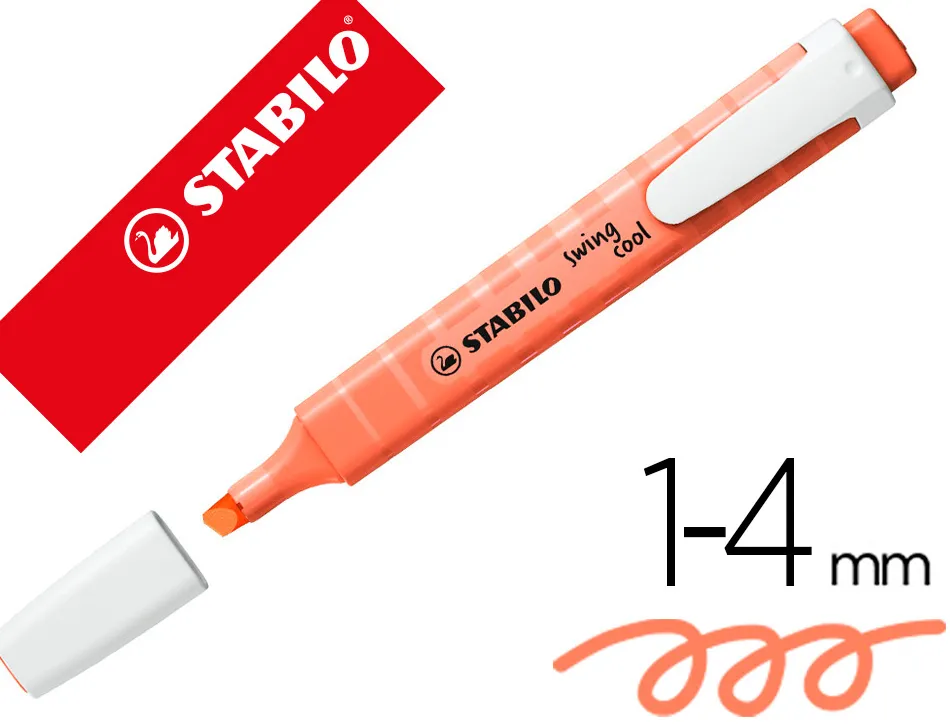 Surligneur stabilo swing cool pastel edition format stylo pointe biseautee trace 1/4mm clip coloris douceur de