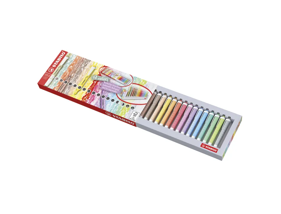 Surligneur stabilo swing cool naturecolors pointe biseautee largeur trace 1/4mm coloris assortis pack chevalet 18 uni