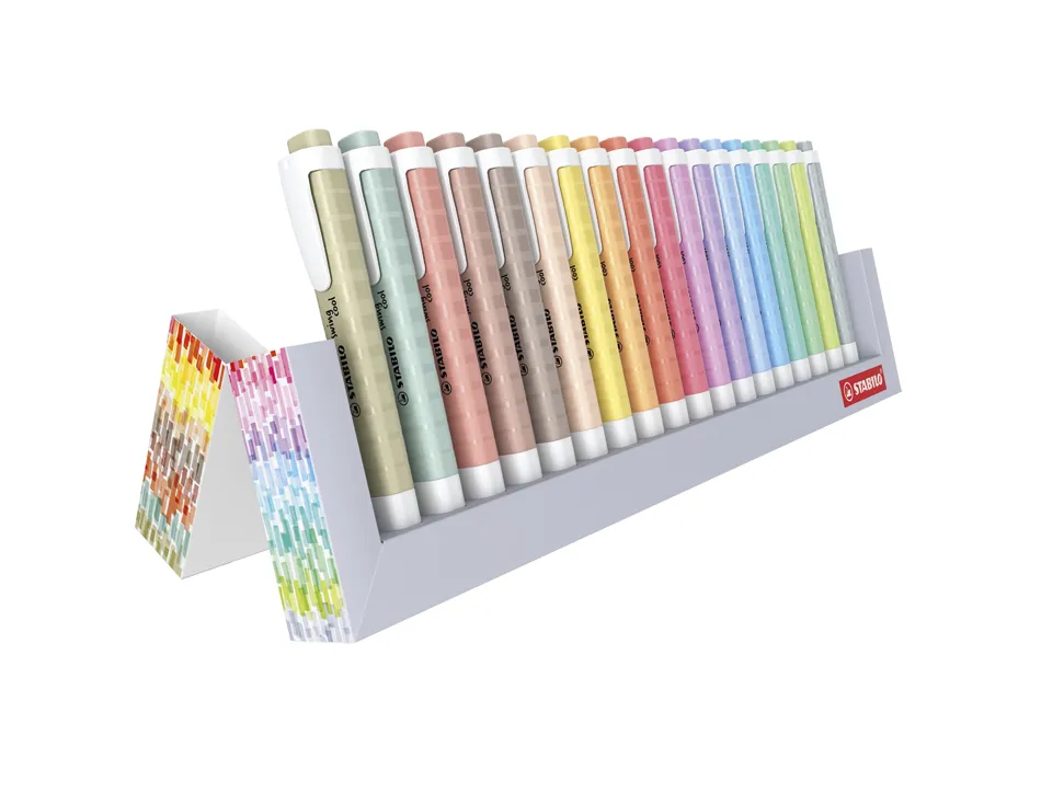 Surligneur stabilo swing cool naturecolors pointe biseautee largeur trace 1/4mm coloris assortis pack chevalet 18 uni