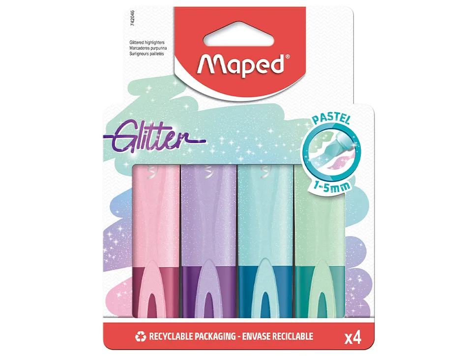 Surligneurs maped fluo'peps classic glitter pochette de 4