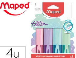 Surligneurs maped fluo'peps classic glitter pochette de 4