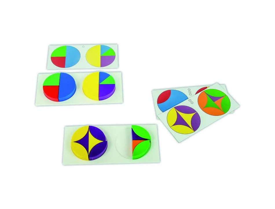 Symetrie et spatialisation rolf circle game 6 formes et 6 coloris 294 pieces 24 cartes modeles 12 supports