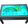 Table éclairage en bois de hêtre superficie méthacrylate blanc et lumières led 90x55x45cm