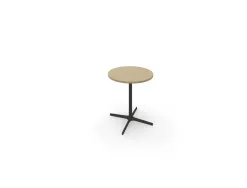 Table eol lucie plateau melamine epaisseur 2,5cm diam.70cm hauteur 73,5cm pied metal noir coloris chene