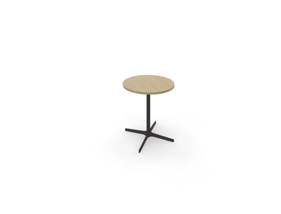 Table eol lucie plateau melamine epaisseur 2,5cm diam.70cm hauteur 73,5cm pied metal noir coloris chene