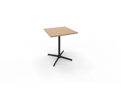 Table eol lucie plateau melamine epaisseur 2,5cm 70x70x73,5cm pied metal noir coloris chene naturel