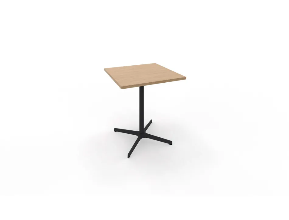 Table eol lucie plateau melamine epaisseur 2,5cm 70x70x73,5cm pied metal noir coloris chene naturel