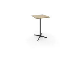 Table haute eol lucie plateau melamine epaisseur 2,5cm 70x70x104,5cm pied metal noir coloris chene naturel