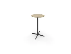 Table haute eol lucie plateau melamine epaisseur 2,5cm diam.70cm hauteur 104,5cm pied metal noir coloris chene