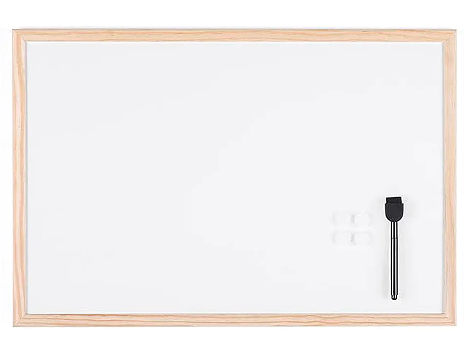 Tableau bi-office cadre bois magnétique 2 aimants 1 feutre noir système accrochage 40x60cm