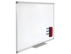 Tableau blanc juvénilia émaillé magnétique ultra résistant tôle acier lisse auget 30cm kit fixation inclus 60x90cm