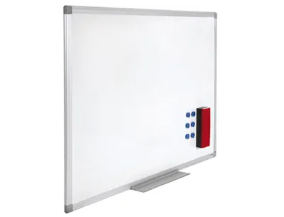 Tableau blanc juvénilia émaillé magnétique ultra résistant tôle acier lisse auget 30cm kit fixation inclus 60x90cm