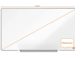 Tableau blanc nobo widescreen 40" emaille cadre mince systeme invisamount fixation masquee 89x50cm