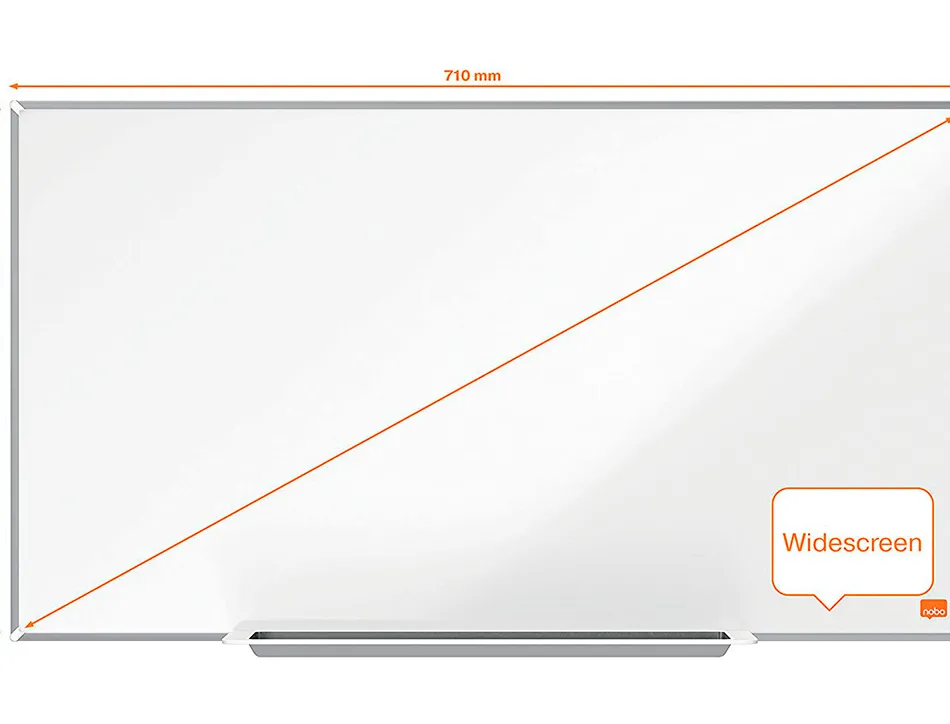 Tableau blanc nobo widescreen 40" emaille cadre mince systeme invisamount fixation masquee 89x50cm