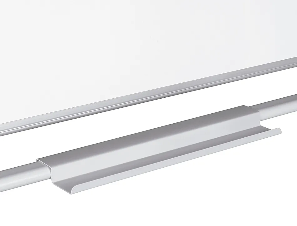Tableau blanc q-connect à roulettes mélaminé double face pivotant cadre aluminium surface laquée ample auget 120x90cm