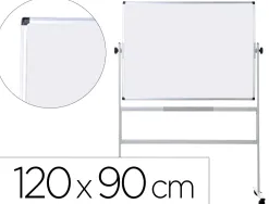 Tableau blanc q-connect à roulettes mélaminé double face pivotant cadre aluminium surface laquée ample auget 120x90cm