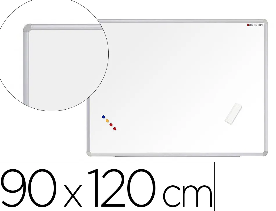 Tableau blanc vanerum sb emaille magnetique cadre aluminium auget kit fixation fourni 90x120cm
