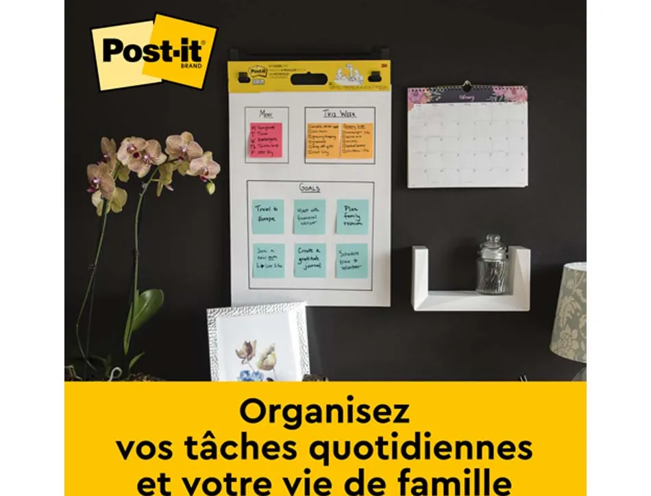 Tableau de reunion post-it easelpad bloc 20 feuilles blanches repositionnables 508x584mm