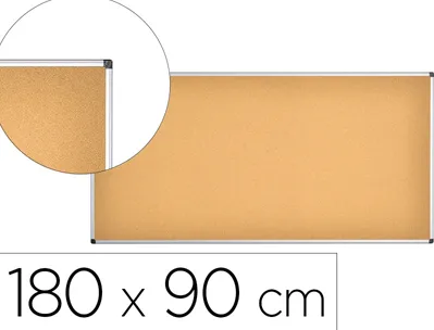 Tableau liege q-connect mural cadre aluminium resistance humidite accessoires fixation mur 1mm epaisseur 180x90cm