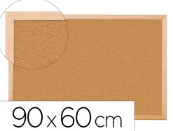 Tableau liège q-connect mural cadre bois pin naturel 2 faces inclus 5 épingles mémo fixation mur épaisseur 1mm 90x60cm
