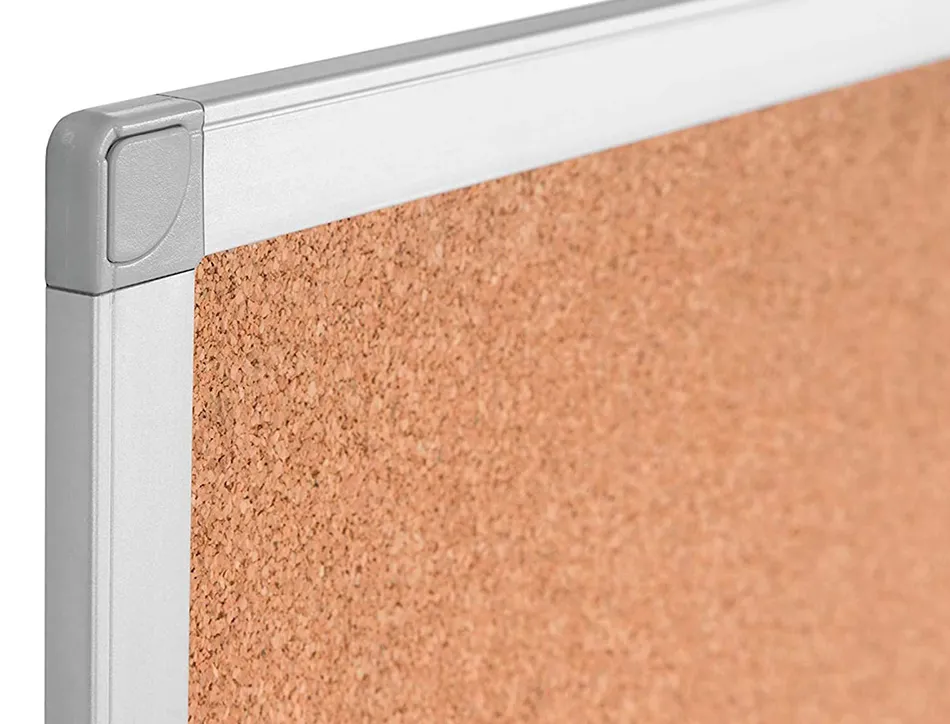 Tableau liège q-connect mural cadre aluminium résistance humidité accessoires fixation mur 1mm épaisseur 120x90cm