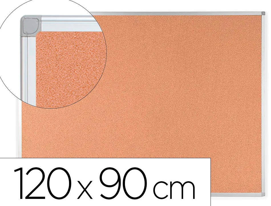 Tableau liège q-connect mural cadre aluminium résistance humidité accessoires fixation mur 1mm épaisseur 120x90cm