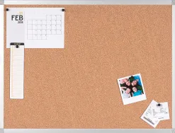 Tableau liège q-connect mural cadre aluminium résistance humidité accessoires fixation mur 1mm épaisseur 90x60cm