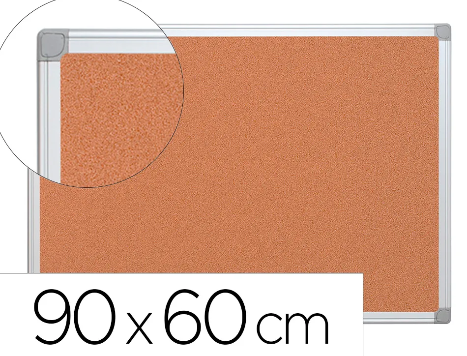 Tableau liège q-connect mural cadre aluminium résistance humidité accessoires fixation mur 1mm épaisseur 90x60cm
