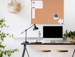 Tableau liège q-connect mural cadre aluminium résistance humidité accessoires fixation mur 1mm épaisseur 90x60cm