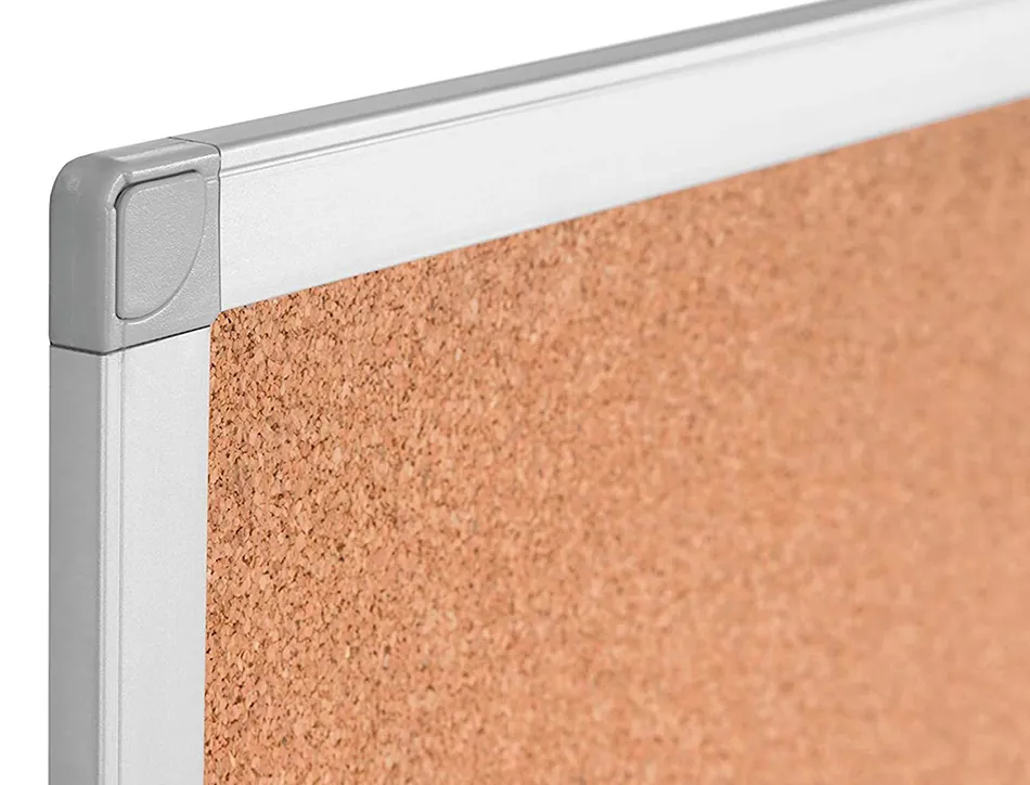 Tableau liège q-connect mural cadre aluminium résistance humidité accessoires fixation mur 1mm épaisseur 90x60cm