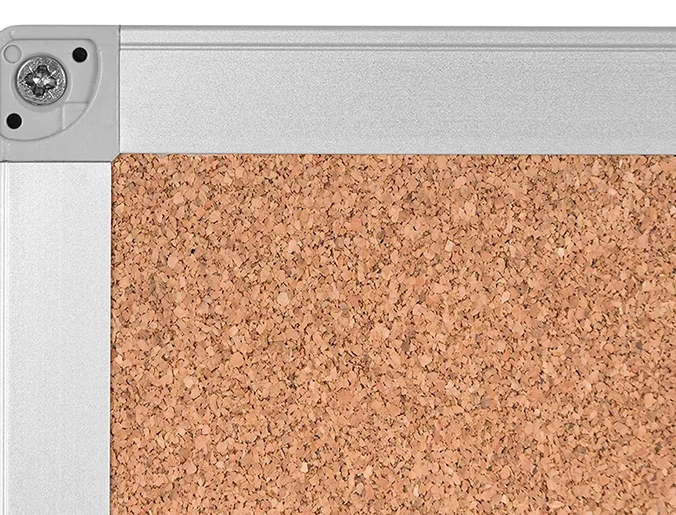 Tableau liège q-connect mural cadre aluminium résistance humidité accessoires fixation mur 1mm épaisseur 90x60cm