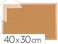 Tableau liège q-connect mural cadre bois pin naturel 2 faces inclus 5 épingles mémo fixation mur épaisseur 1mm 40x30cm