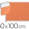Tableau liège q-connect mural cadre aluminium argenté mat coins plastiques fixation mur épaisseur 5mm 150x100cm