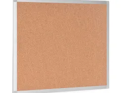 Tableau liège q-connect mural cadre aluminium argenté mat coins plastiques fixation mur épaisseur 5mm 150x100cm
