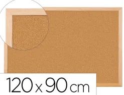 Tableau liège q-connect mural cadre bois pin naturel 2 faces inclus 5 épingles mémo fixation mur épaisseur 1mm 120x90cm