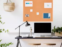 Tableau liège q-connect mural cadre bois pin naturel 2 faces inclus 5 épingles memo fixation mur épaisseur 1mm 60x40cm