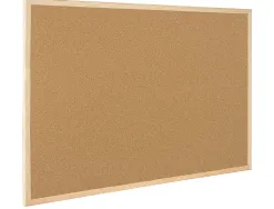Tableau liège q-connect mural cadre bois pin naturel 2 faces inclus 5 épingles memo fixation mur épaisseur 1mm 60x40cm