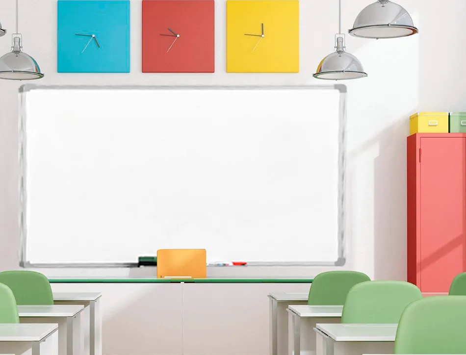 Tableau q-connect laqué magnétique cadre aluminium idéal collèges bureaux inclus accessoires fixation mur 200x100cm